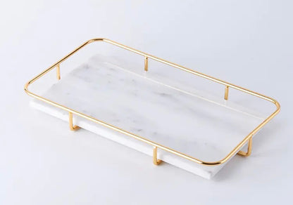 The Echelon Tray: Marble and Metal Vanity Accent