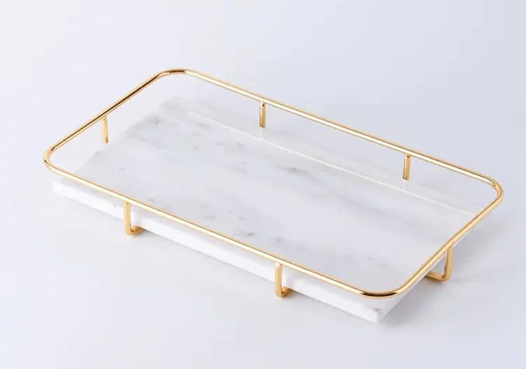 The Echelon Tray: Marble and Metal Vanity Accent