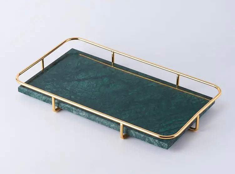 The Echelon Tray: Marble and Metal Vanity Accent