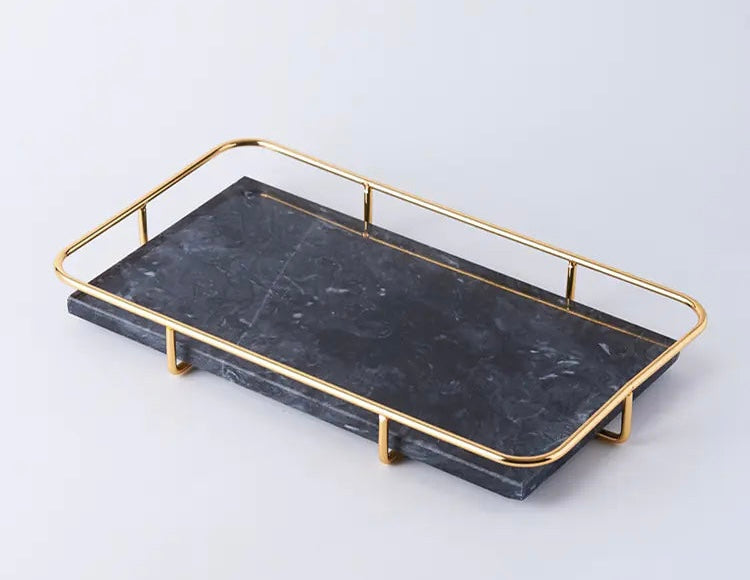 The Echelon Tray: Marble and Metal Vanity Accent