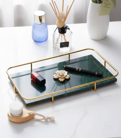 The Echelon Tray: Marble and Metal Vanity Accent