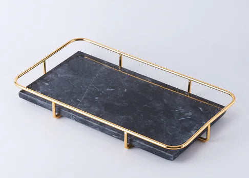 The Echelon Tray: Marble and Metal Vanity Accent