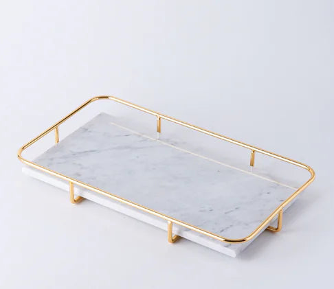 The Echelon Tray: Marble and Metal Vanity Accent
